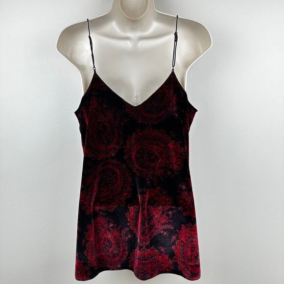 Free People Drippy Velvet Tank Top Cami Paisley Purple Red XS Boho Goth Vamp - Picture 6 of 12